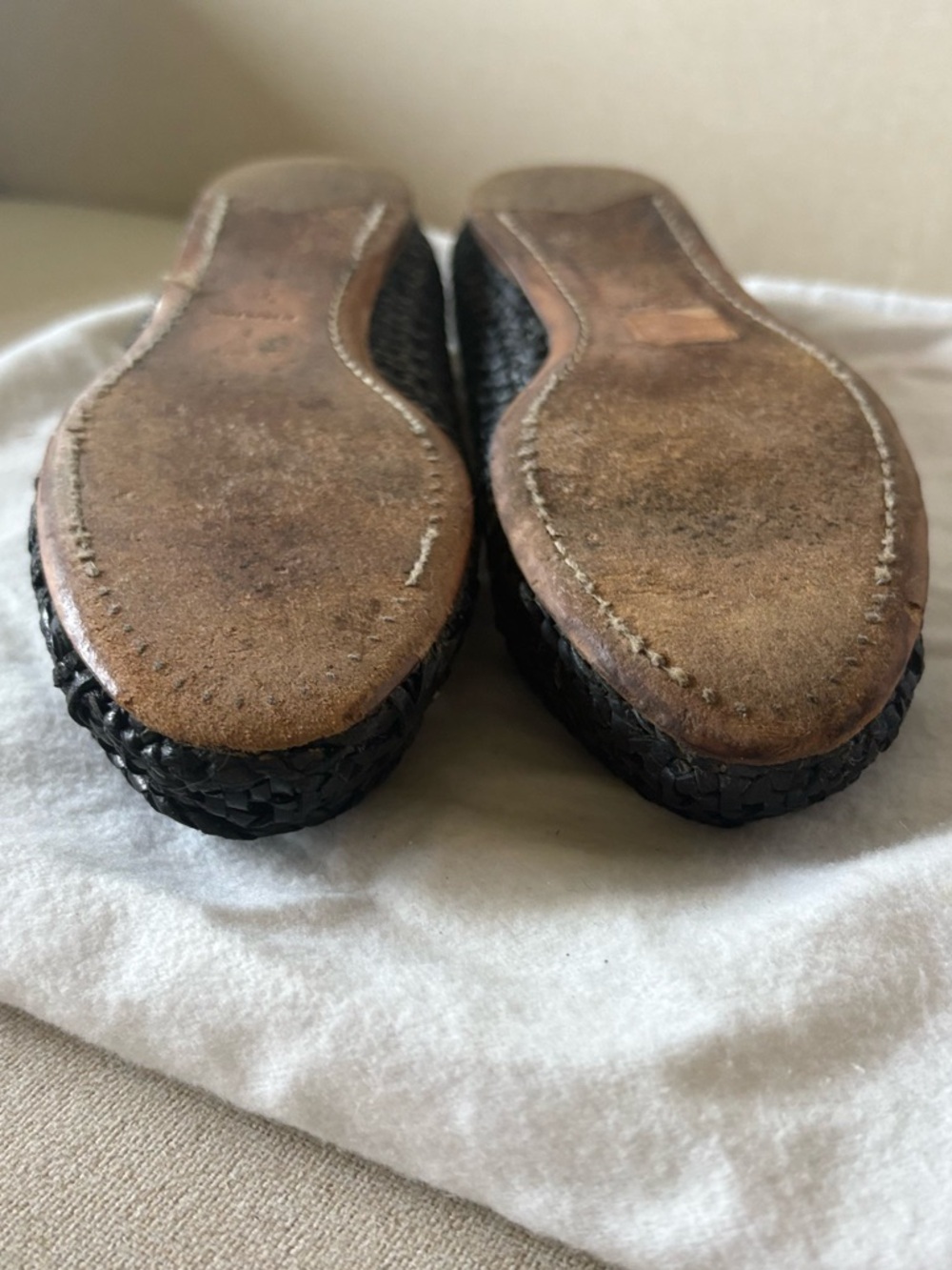 Prada Black Woven Leather Ballet Flats with Gold Insole - Picture 7 of 8